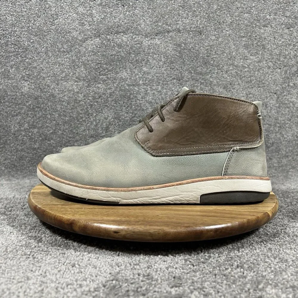 OluKai Kalia Puki Men's Sz 10.5 Gray Brown Leather Chukka Boots No Insoles Used